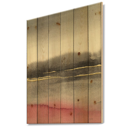 Pink Shabby Storm II - Shabby Chic Print on Natural Pine Wood