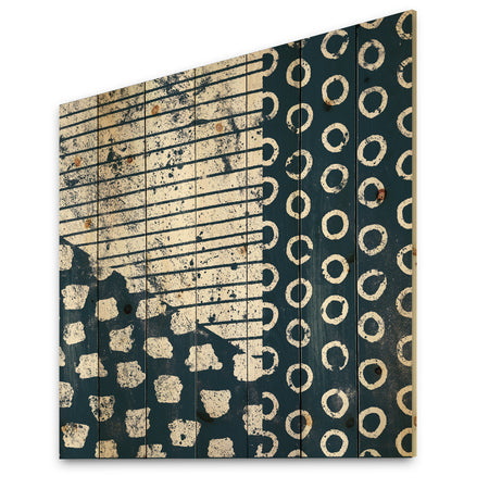 Indigo striples and Tile - Modern & Transitional Print on Natural Pine Wood