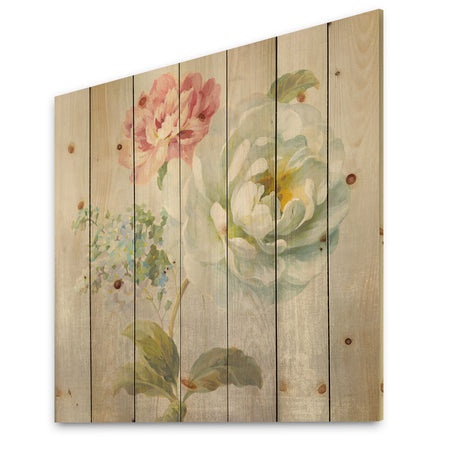 Country Flower Bouquet - Cabin & Lodge Print on Natural Pine Wood