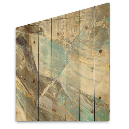 Blue Geometric Water - Modern & Contemporary Print on Natural Pine Wood