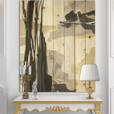 Glam Dancing shape II - Modern & Contemporary Print on Natural Pine Wood