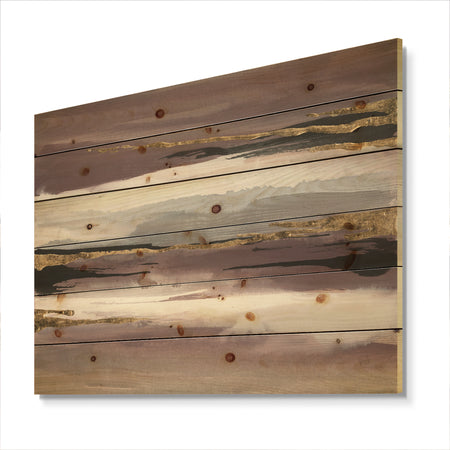 Purple Glam Storm I - Glam & Shabby Chic Print on Natural Pine Wood