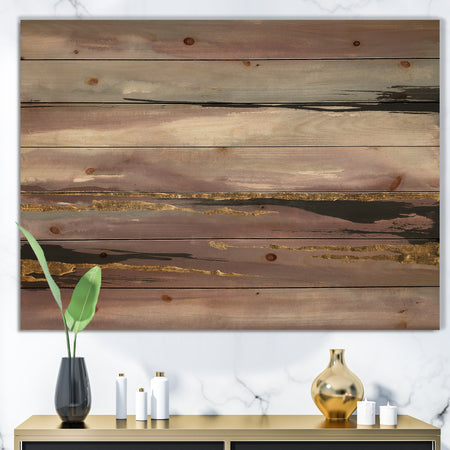 Purple Glam Storm III - Glam & Shabby Chic Print on Natural Pine Wood