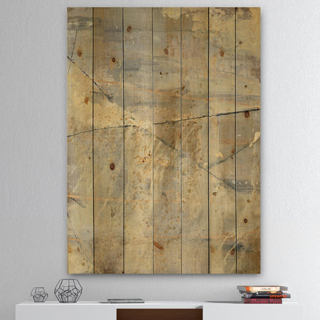 Geometric Cream Block I - Modern Glam Print on Natural Pine Wood