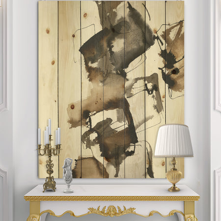 Gold Glam Squares II - Modern & Contemporary Print on Natural Pine Wood