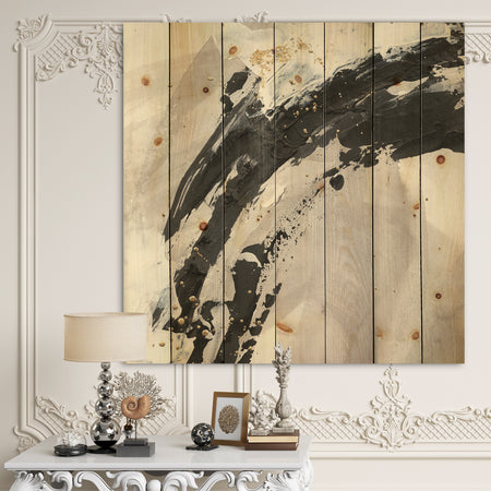 Glam Painted Arcs IV - Transitional Print on Natural Pine Wood