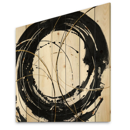 Gold Metallic Circle - Modern Glam Print on Natural Pine Wood