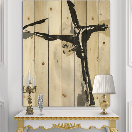 Creamy Tan Form I - Modern Glam Print on Natural Pine Wood