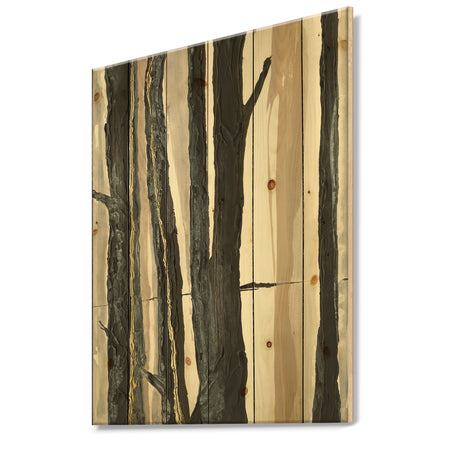 Forest Silhouette II - Modern Farmhouse Print on Natural Pine Wood