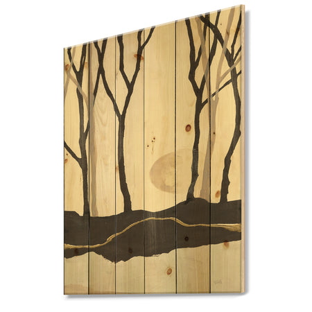 Forest Silhouette III - Modern Farmhouse Print on Natural Pine Wood