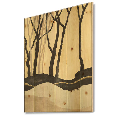 Forest Silhouette IV - Modern Farmhouse Print on Natural Pine Wood