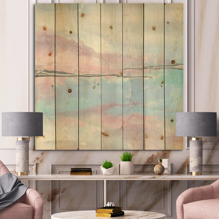 Metallic Shabby Pink I - Shabby Chic Print on Natural Pine Wood