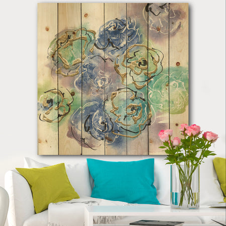 Pastel Foral Composition II - Cabin & Lodge Print on Natural Pine Wood