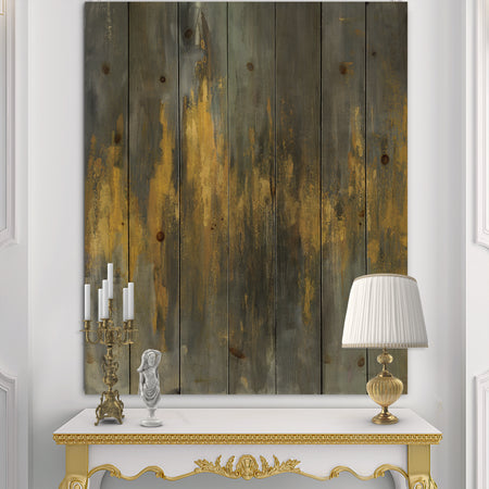 Black and Gold Glam Abstract - Modern & Contemporary Print on Natural Pine Wood