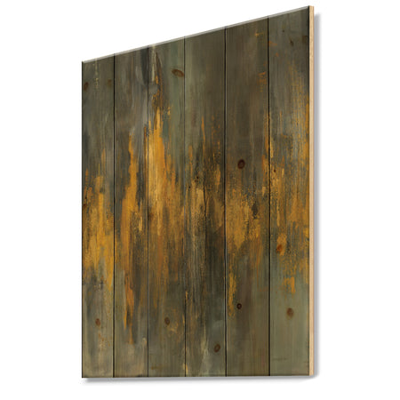 Black and Gold Glam Abstract - Modern & Contemporary Print on Natural Pine Wood
