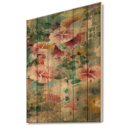 Flower Shower III - Cabin & Lodge Print on Natural Pine Wood