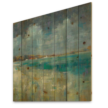 Sky and Sea - Nautical & Coastal Print on Natural Pine Wood