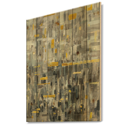 Glam Gold Reflection - Modern & Transitional Print on Natural Pine Wood