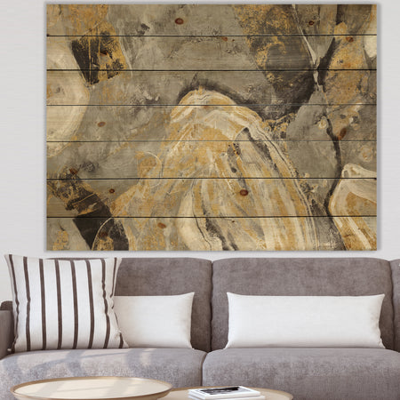 Painted Gold Stone - Cabin & Lodge Print on Natural Pine Wood