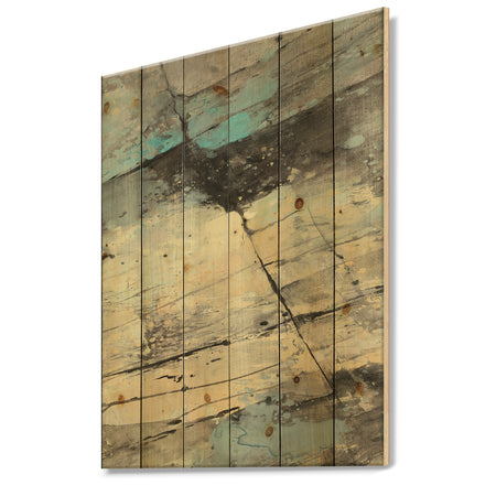 Rock Teal Panel II - Modern & Contemporary Print on Natural Pine Wood