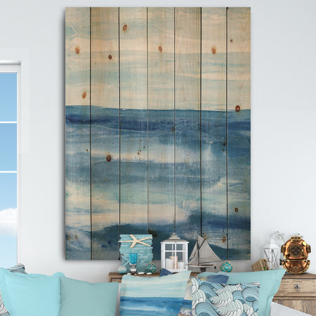 Lost in Blue Panel - Nautical & Coastal Print on Natural Pine Wood