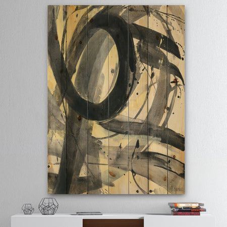 Minimalistic Roller IV - Mid-Century Modern Print on Natural Pine Wood