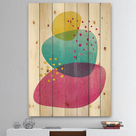 Minimal Spots Balance IV - Contemporary Print on Natural Pine Wood