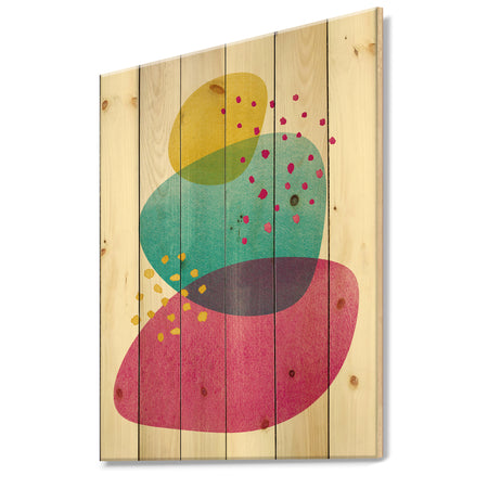 Minimal Spots Balance IV - Contemporary Print on Natural Pine Wood