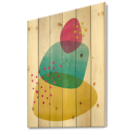 Minimal Spots Balance I - Contemporary Print on Natural Pine Wood