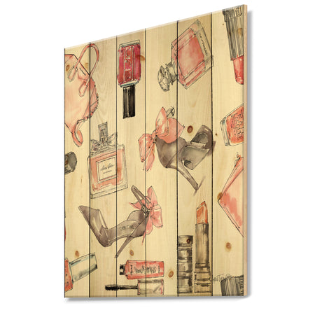 Glam Chic Accents Pattern I - Fashion Print on Natural Pine Wood