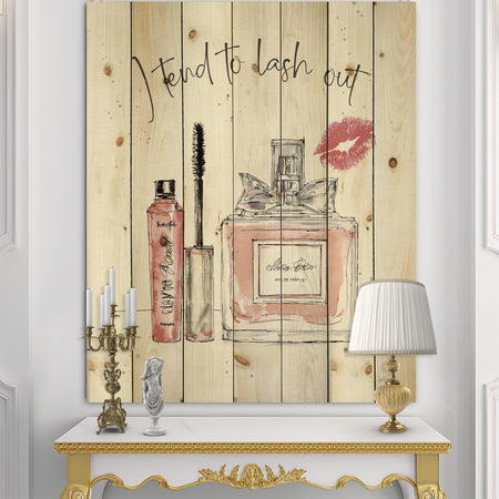 Glam Chic Accents V - Fashion Print on Natural Pine Wood