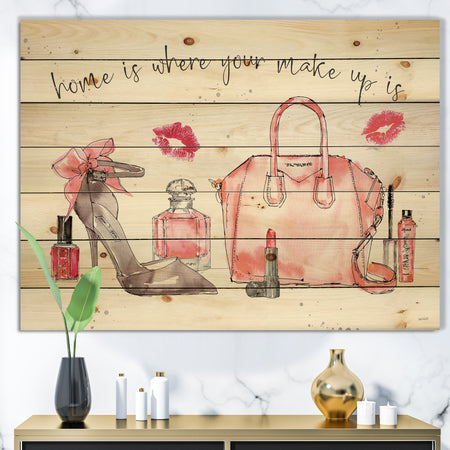 Chic Accents I - Fashion Print on Natural Pine Wood