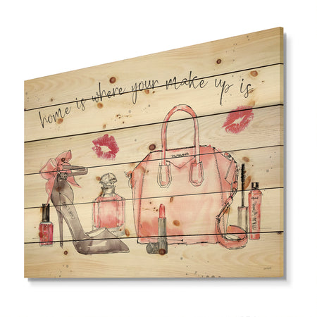 Chic Accents I - Fashion Print on Natural Pine Wood