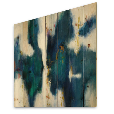 Blue Glam Texture I - Contemporary Print on Natural Pine Wood