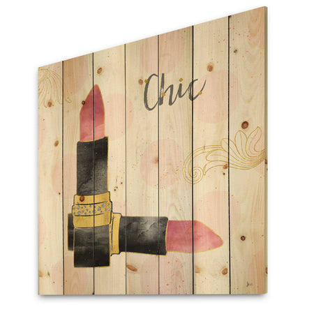 Fashion Glam lipstick II - Posh & Luxe Print on Natural Pine Wood
