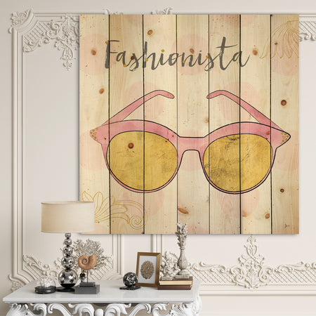 Fashion Glam Accessories Pink - Posh & Luxe Print on Natural Pine Wood