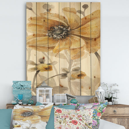 Fields of Gold VIII - Farmhouse Print on Natural Pine Wood