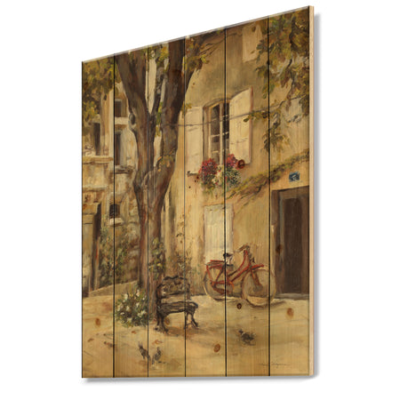 Provence French Village I - French Country Print on Natural Pine Wood