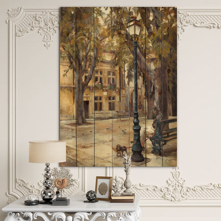 Provence French Village II - French Country Print on Natural Pine Wood