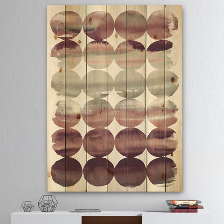 Plum Dots minimal geometric I - Transitional Print on Natural Pine Wood