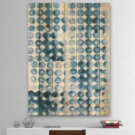 Indigo watercolor geometrical II - Contemporary Print on Natural Pine Wood