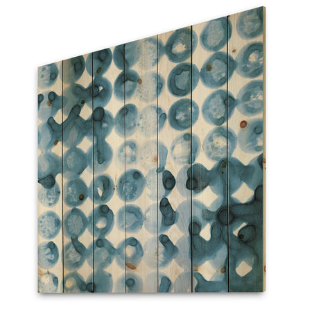 Indigo watercolor geometrical VI - Contemporary Print on Natural Pine Wood