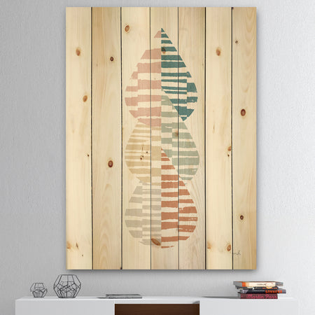 Abstract Orange Drops Meditate IV - Contemporary Print on Natural Pine Wood