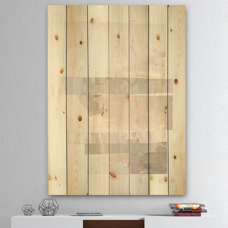 Geometric Neutral Form I - Shabby Chic Print on Natural Pine Wood