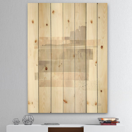 Geometric Neutral Form II - Shabby Chic Print on Natural Pine Wood
