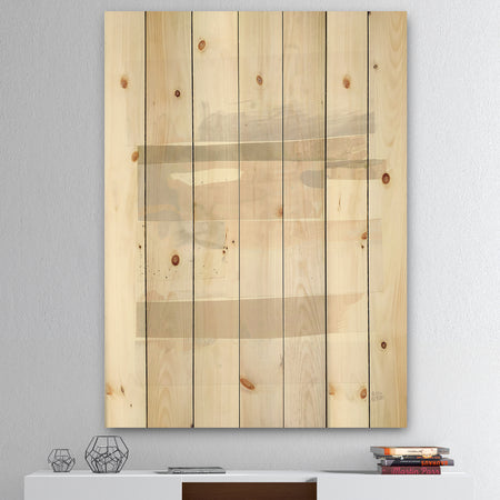 Geometric Neutral Form IV - Shabby Chic Print on Natural Pine Wood