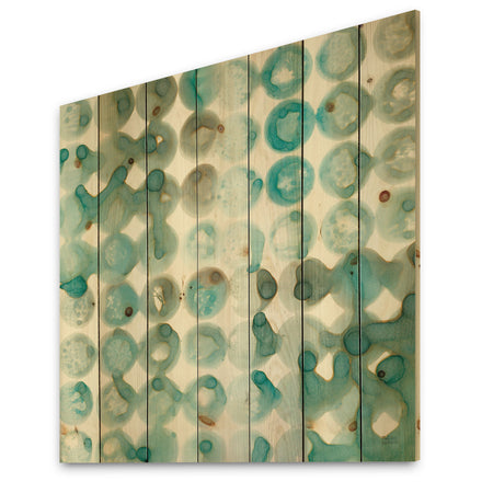 Turquoise Watercolor geometrical I - Modern & Transitional Print on Natural Pine Wood