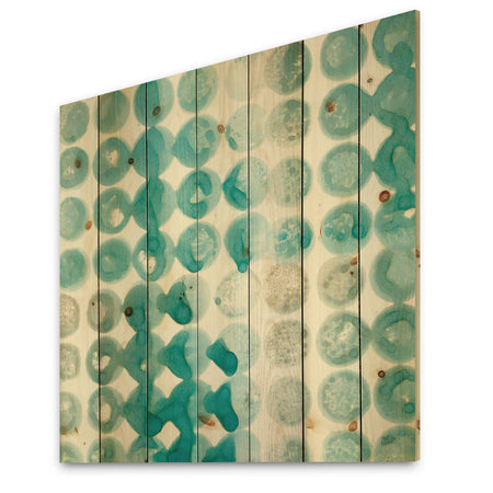 Turquoise Watercolor geometrical II - Modern & Transitional Print on Natural Pine Wood