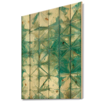 Turquoise Watercolor geometrical III - Modern & Transitional Print on Natural Pine Wood