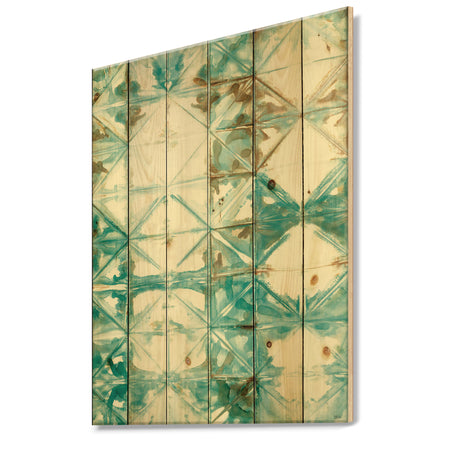 Turquoise Watercolor geometrical IV - Modern & Transitional Print on Natural Pine Wood